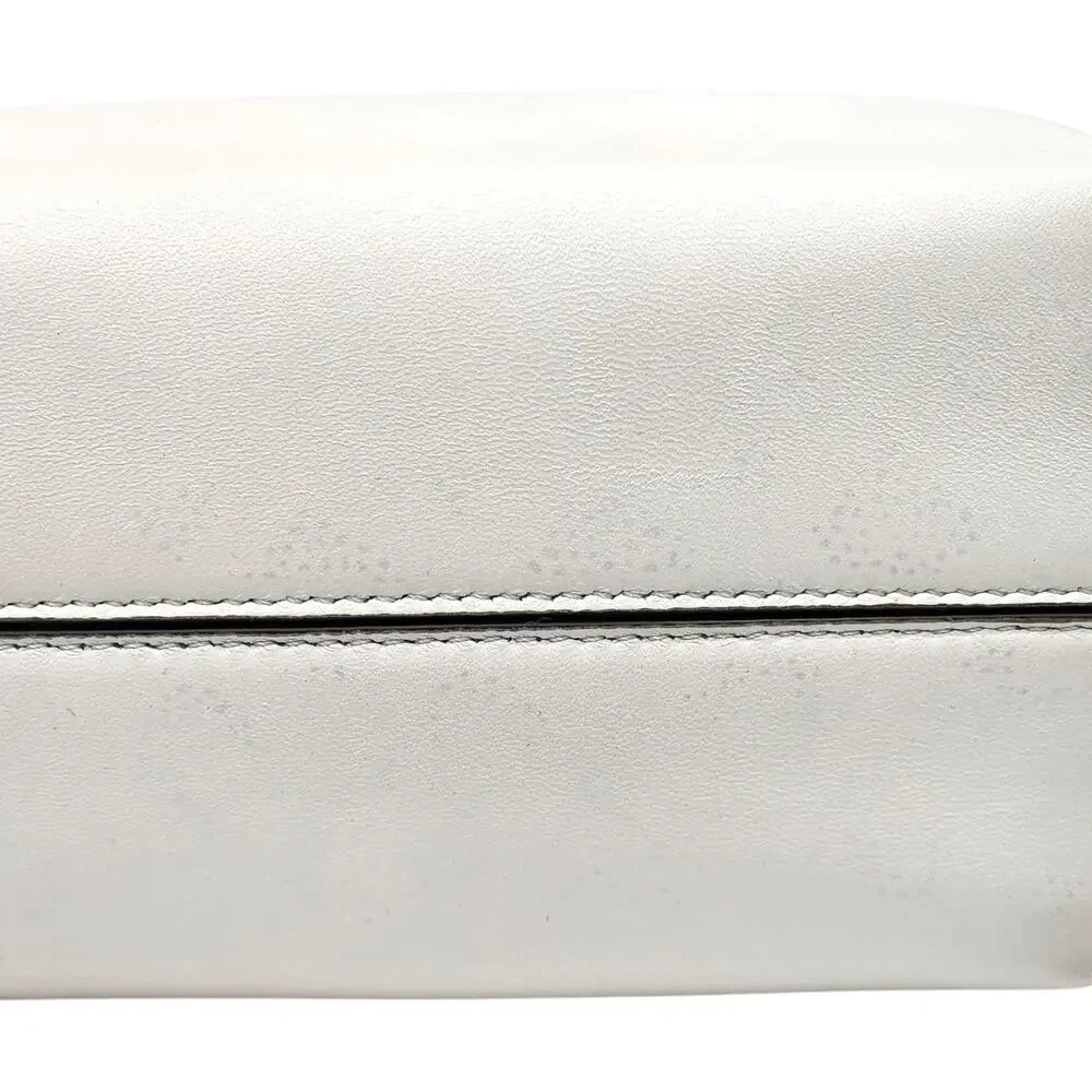 Fendi First Small White Leather Clutch Bag with Python Trim Gold Hardware - Picture 6 of 15
